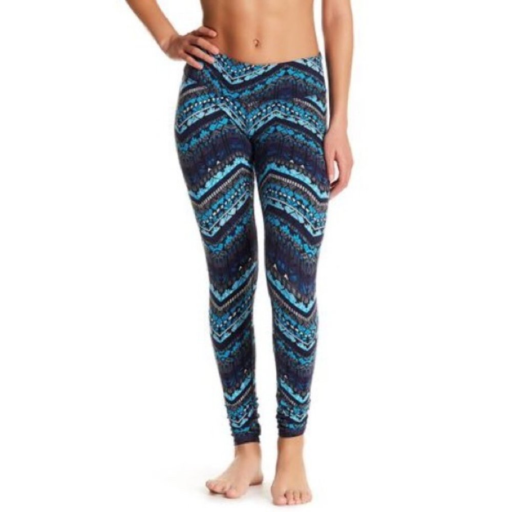 Alo Yoga Airbrush Seaport Blue Icelandic Leggings - Picture 3 of 7